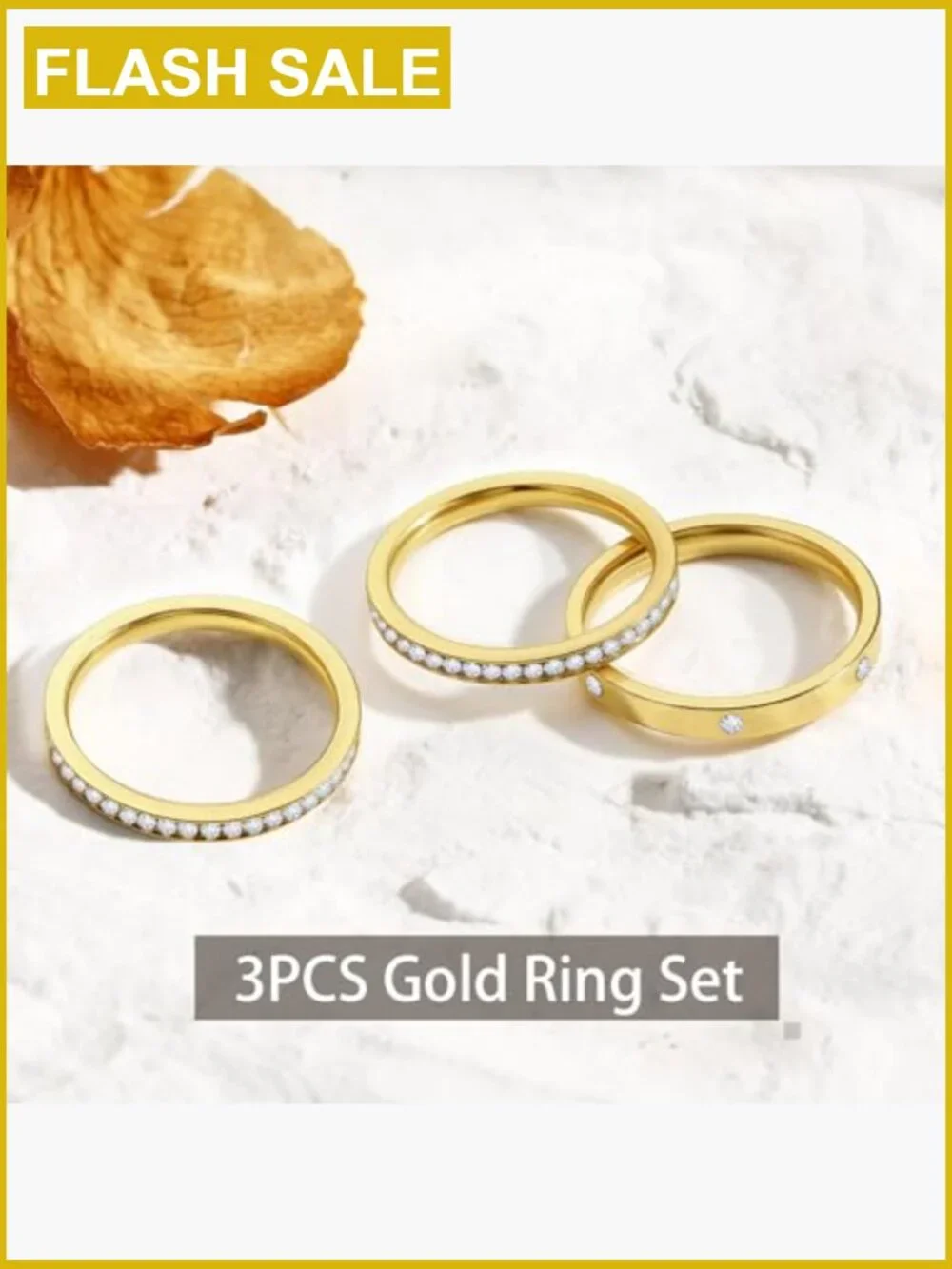 3 Pack Stackable Rings for Oura Ring - Cubic Zirconia Stainless Steel Stacking